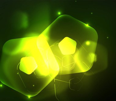 Parlak cam şeffaf pentagans, geometrik soyut dijital arka plan