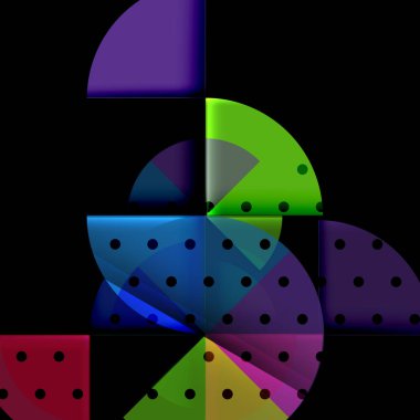 Siyah arka plan üzerine daire öğeleri