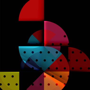 Siyah arka plan üzerine daire öğeleri