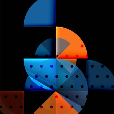 Siyah arka plan üzerine daire öğeleri