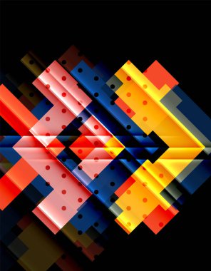 Siyah arka plan üzerinde renkli oklar