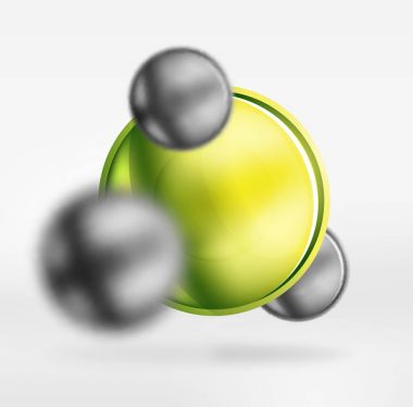 Bulanık teknik küreler ve parlak ve metalik yüzeyli yuvarlak daire