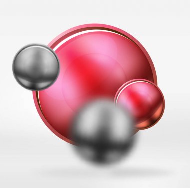 Bulanık teknik küreler ve parlak ve metalik yüzeyli yuvarlak daire