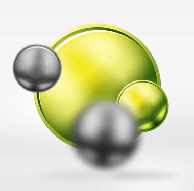 Bulanık teknik küreler ve parlak ve metalik yüzeyli yuvarlak daire