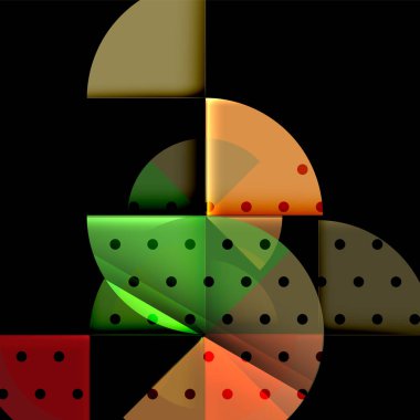 Siyah arka plan üzerine daire öğeleri