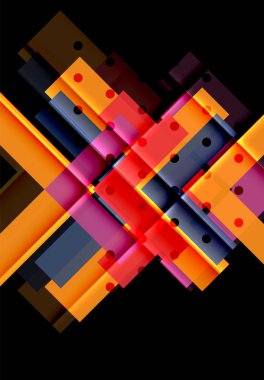 Renkli üçgenler ve oklar koyu arka plan üzerinde