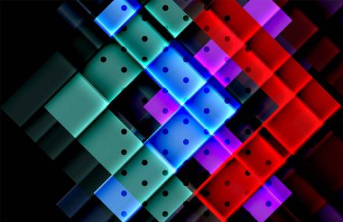 Renkli üçgenler ve oklar koyu arka plan üzerinde