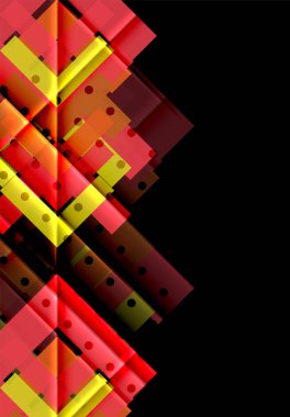 Renkli üçgenler ve oklar koyu arka plan üzerinde