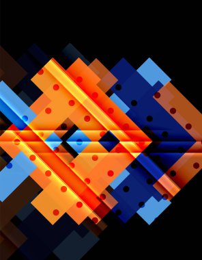 Renkli üçgenler ve oklar koyu arka plan üzerinde