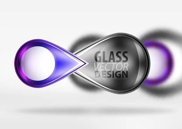 Abstrakter Hintergrund, minimale runde Glas- und Pfeilformen im 3D-Raum mit unscharfen Effekten — Stockvektor