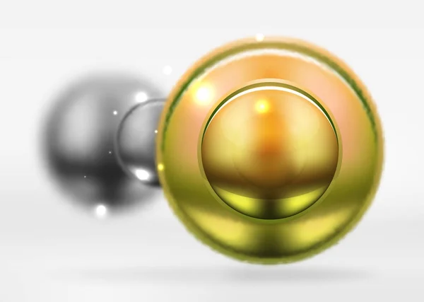 ハイテクぼやけて球と光沢のある金属表面に丸い円 — ストックベクタ