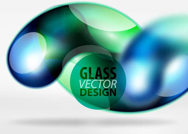 ガラス曲線バブルとデジタル テクノ抽象的な背景、灰色空間 — ストックベクタ