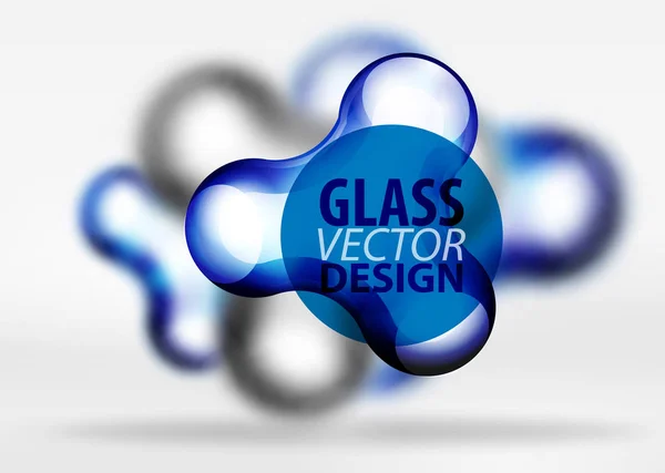 Vector digital 3D burbuja espacial, vidrio y efectos metálicos — Vector de stock