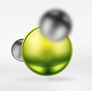 Bulanık teknik küreler ve parlak ve metalik yüzeyli yuvarlak daire