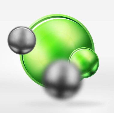 Bulanık teknik küreler ve parlak ve metalik yüzeyli yuvarlak daire