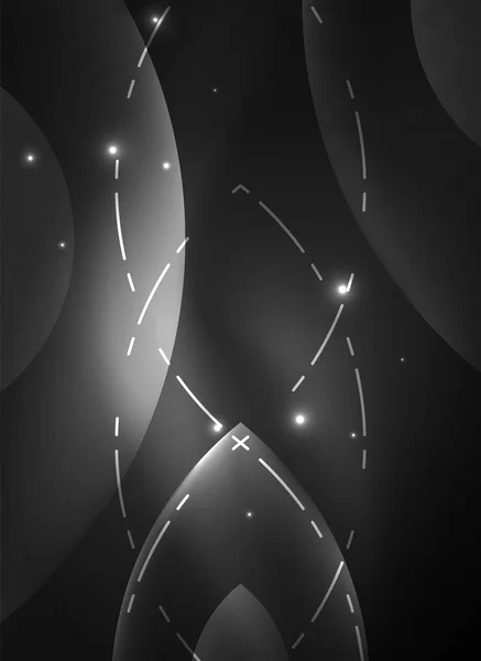 Des formes géométriques modernes rayonnantes dans l'espace sombre — Image vectorielle