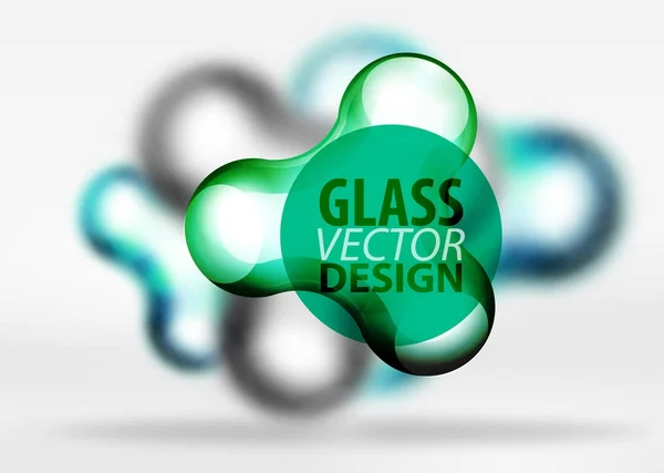 ベクトル デジタル 3 d スペースの泡、ガラスと金属の効果 — ストックベクタ