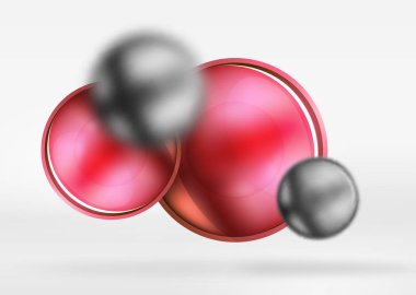 Bulanık teknik küreler ve parlak ve metalik yüzeyli yuvarlak daire