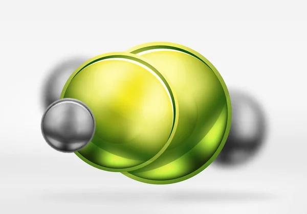 Tech esferas borrosas y círculos redondos con superficie brillante y metálica — Archivo Imágenes Vectoriales