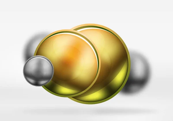 Tech esferas borrosas y círculos redondos con superficie brillante y metálica — Archivo Imágenes Vectoriales