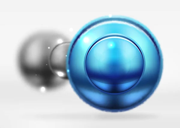 ハイテクぼやけて球と光沢のある金属表面に丸い円 — ストックベクタ