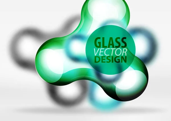 Vetor digital 3d bolha de espaço, vidro e efeitos metálicos — Vetor de Stock