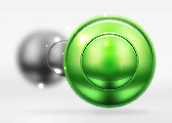 Tech esferas borrosas y círculos redondos con superficie brillante y metálica — Vector de stock