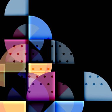 Siyah arka plan üzerine daire öğeleri