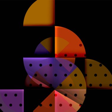 Siyah arka plan üzerine daire öğeleri