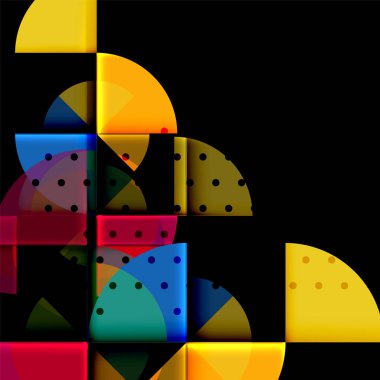 Siyah arka plan üzerine daire öğeleri