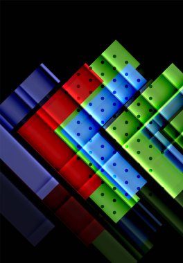 Renkli üçgenler ve oklar koyu arka plan üzerinde