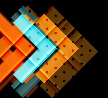 Renkli üçgenler ve oklar koyu arka plan üzerinde