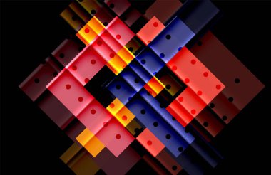 Renkli üçgenler ve oklar koyu arka plan üzerinde