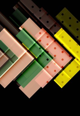 Renkli üçgenler ve oklar koyu arka plan üzerinde