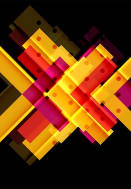 Renkli üçgenler ve oklar koyu arka plan üzerinde