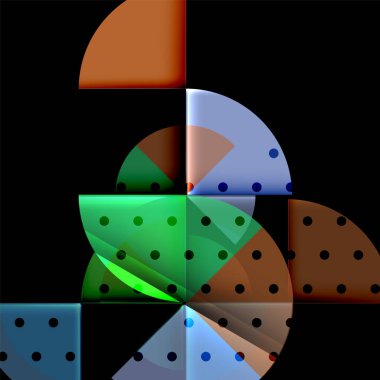 Siyah arka plan üzerine daire öğeleri