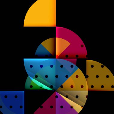 Siyah arka plan üzerine daire öğeleri