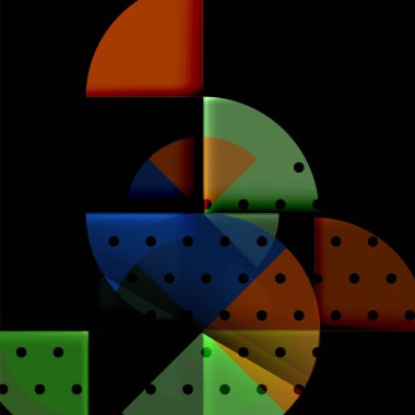 Siyah arka plan üzerine daire öğeleri