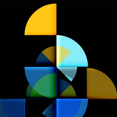 Siyah arka plan üzerine daire öğeleri