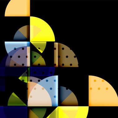 Siyah arka plan üzerine daire öğeleri