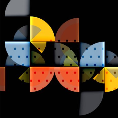 Siyah arka plan üzerine daire öğeleri