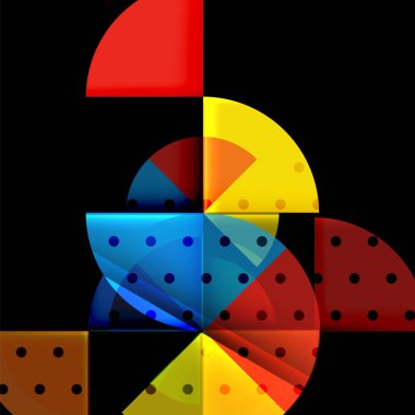 Siyah arka plan üzerine daire öğeleri