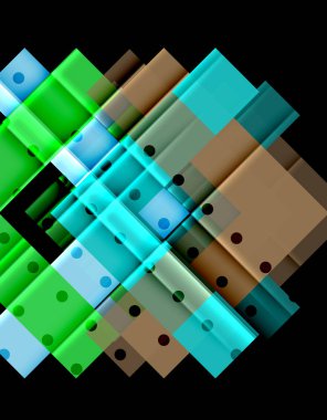 Renkli üçgenler ve oklar koyu arka plan üzerinde