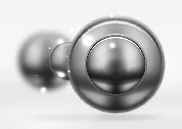 Esferas desfocadas técnicas e círculos redondos com superfície brilhante e metálica — Vetor de Stock