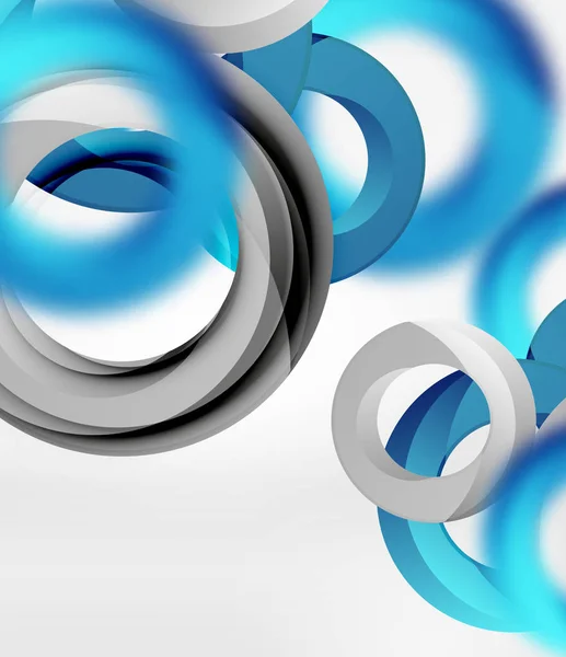 Composição de anéis abstratos no espaço 3d cinza com efeitos borrados — Vetor de Stock
