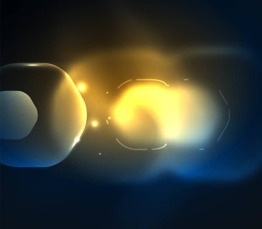 Karanlık, dijital arka plan üzerinde bulanık şeffaf altıgenler