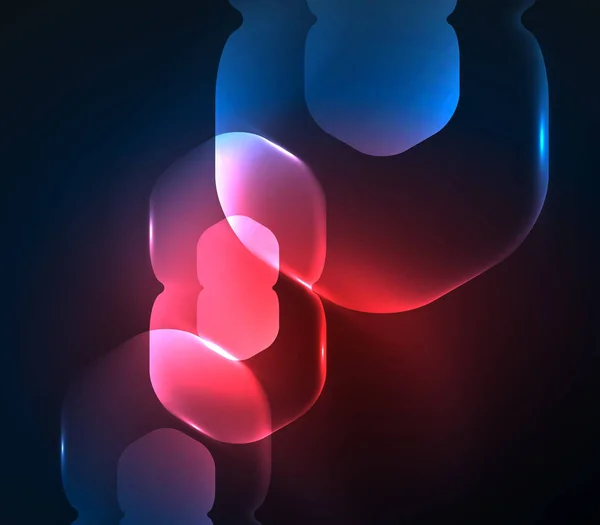 Blurred transparent hexagons on dark, digital abstract background — Stock Vector