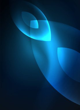 Karanlık uzayda parlayan modern geometrik şekiller