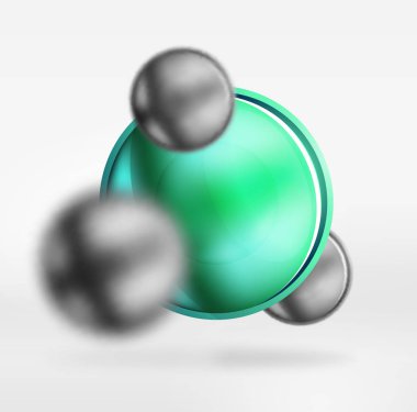 Bulanık teknik küreler ve parlak ve metalik yüzeyli yuvarlak daire