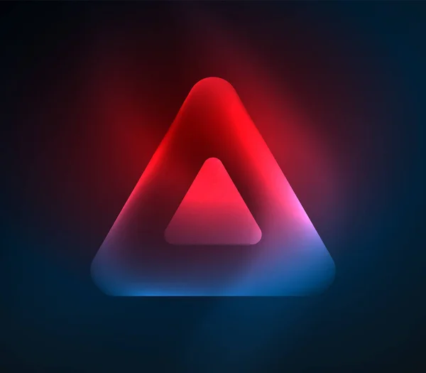 Vetro incandescente triangoli luminosi su sfondo astratto disegno spazio scuro — Vettoriale Stock